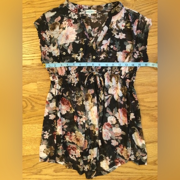 🌟5xHP!🌟 Aria Blue Maternity | Sheer Floral Top - Picture 6 of 7